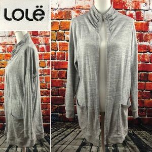 Lole Large Caissy Open Cardigan Gray Lightweight